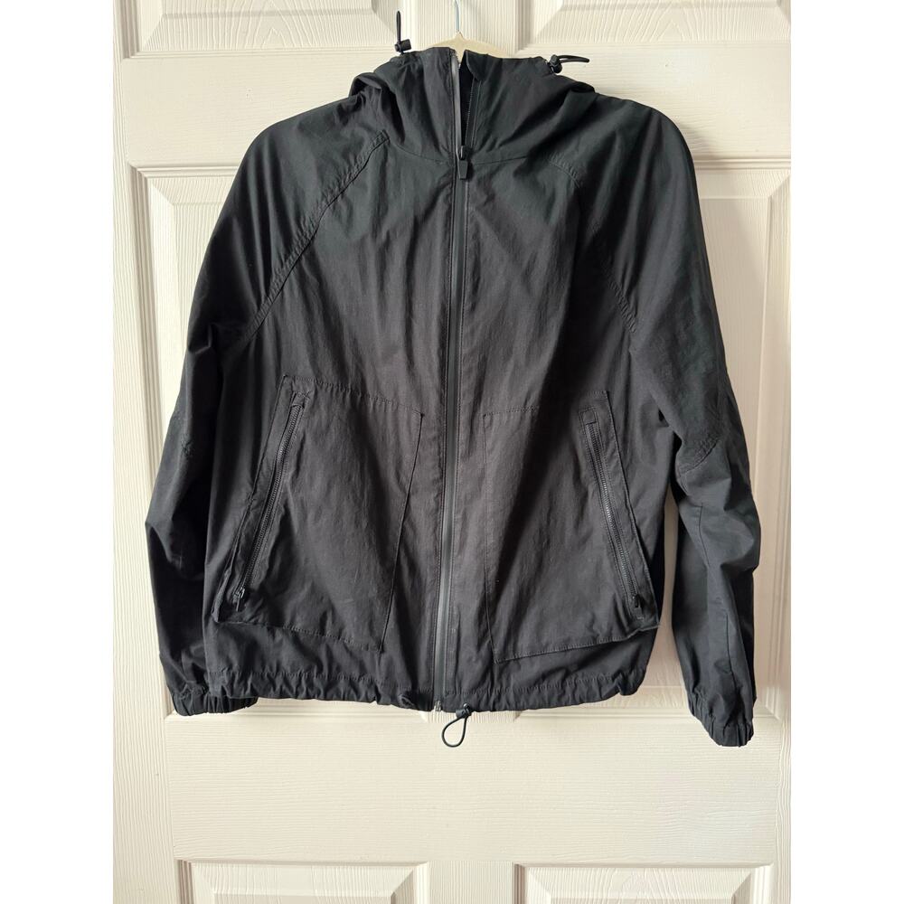 Banana Republic BR Standard Black Hooded Zip Travel Flight Jacket Womens Small